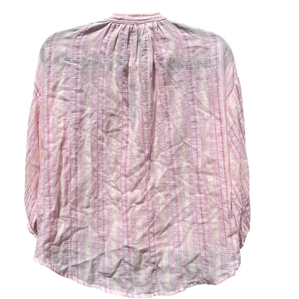 Lou & Grey for LOFT Pink Striped Tassel Surplice Blouse XS New - Picture 2 of 5